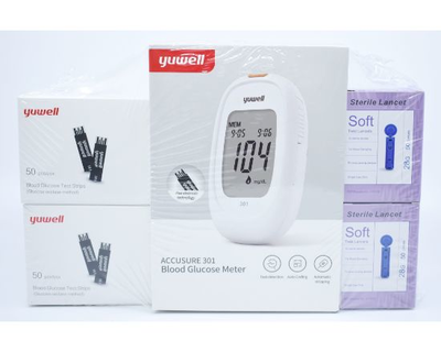 Yuwell, GLUCOMETRO, combo 100 tiras y 100 lancetas