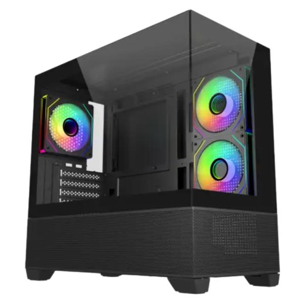 Case Cooler Master RGB Mini Tower Elite 490 Ventiladores 3 de 120MM con Vidrio Frontal y Lateral – Negro