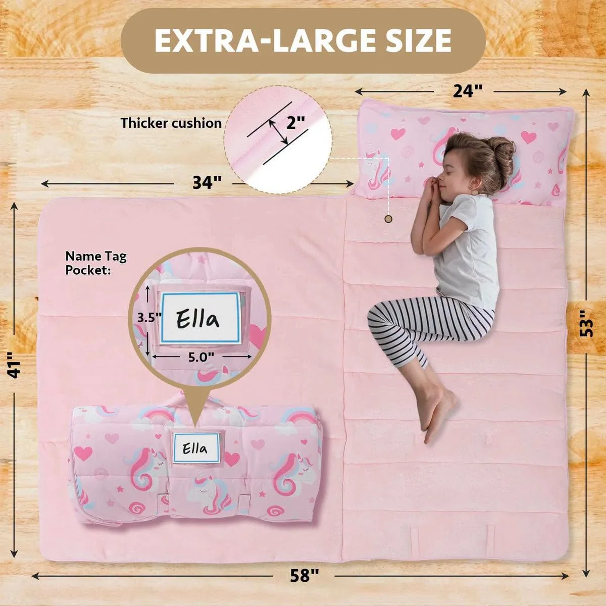 Colchoneta para siestas infantil con almohada