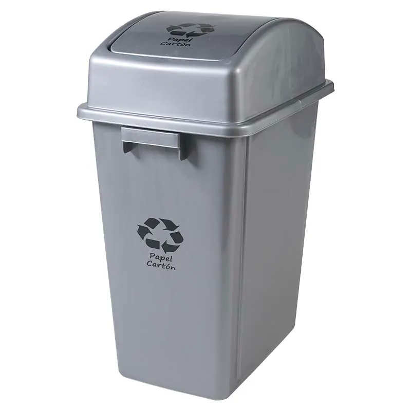 Basurero reciclaje papel y cartón con tapa vaivén 42 litros Uchosa