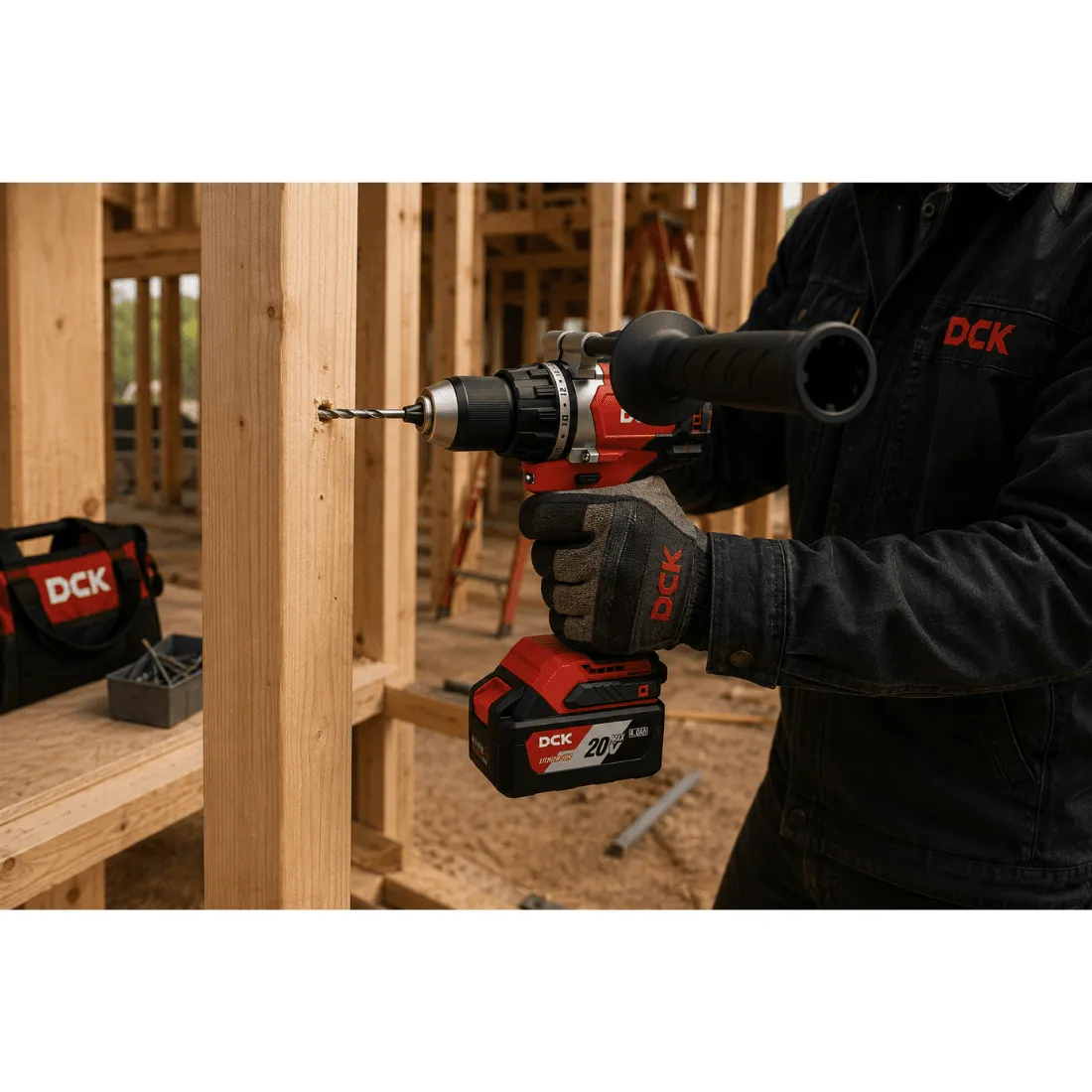 Taladro percutor atornillador bat20v 13mm (1/2") 120nm 850w sin carbones+ 2 bat 4ah y cargador + maletin DCK
