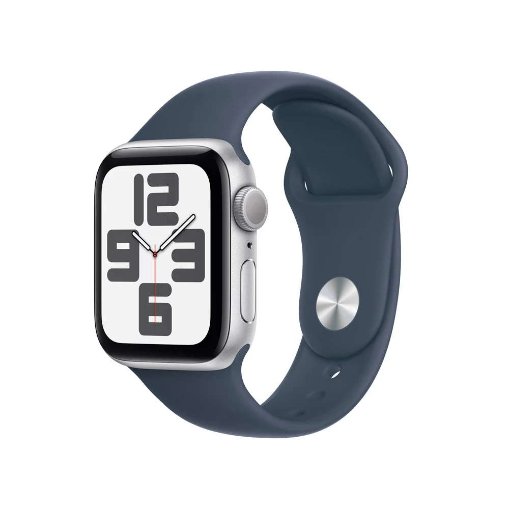 Apple Watch SE GPS • Caja de aluminio color plata de 40 mm • Correa deportiva azul tormenta - S/M