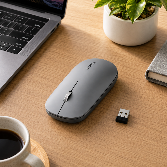 MOUSE ULTRA SLIM INALAMBRICO GRIS BATERÍAS UGREEN