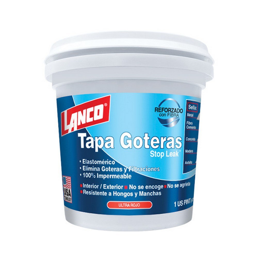 Masilla acrílica tapagoteras rojo liso 0.473 l (1-8 gal)