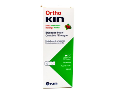 Enjuague Bucal, Ortho-Kin, Fresa Mentolada, 500 ml