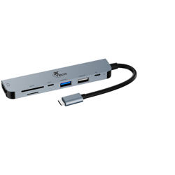 Adaptador Xtech Multi puerto 7 en 1 con Conexión USB-C, Color P