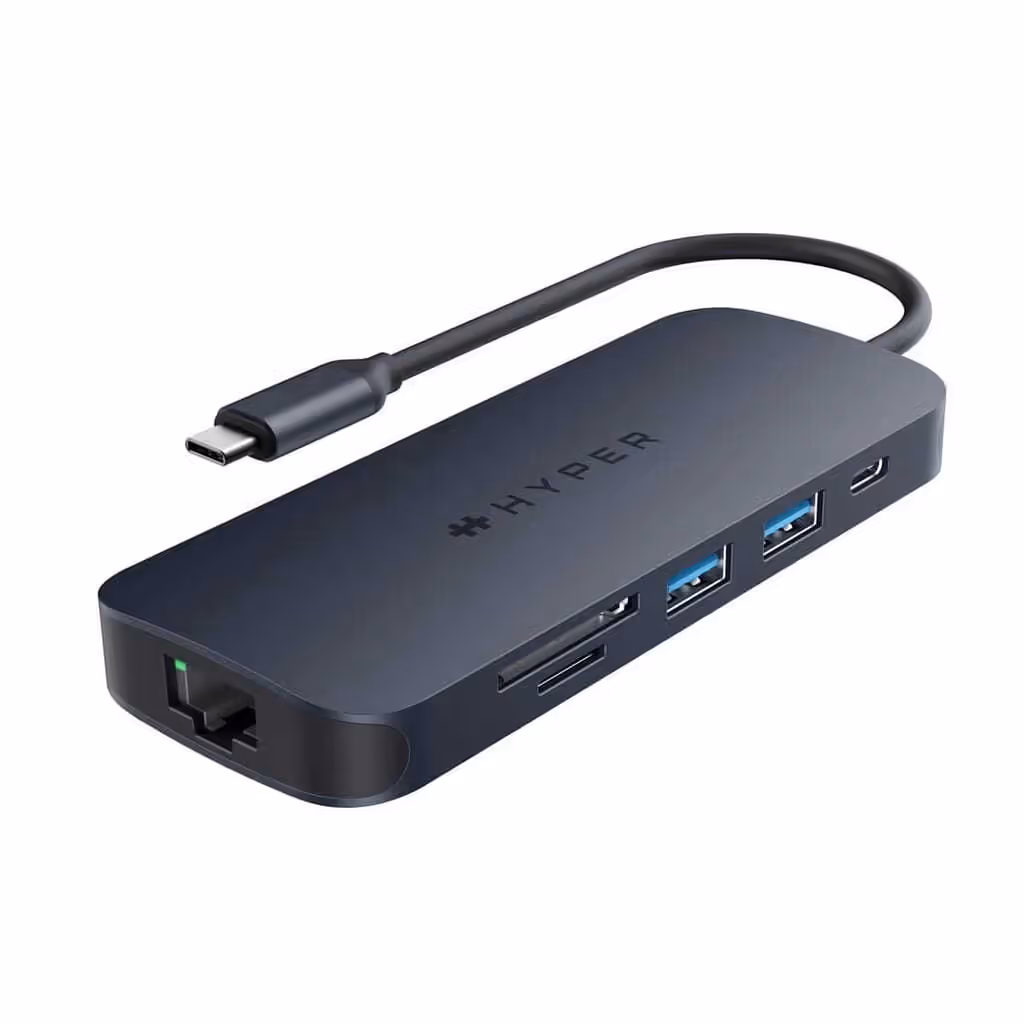 ADAPTADOR HUB HYPER USB-C a 2 PUERTO USB 3.0 – 2 PUERTO USB-C – HDMI – RJ45 – MICROSD