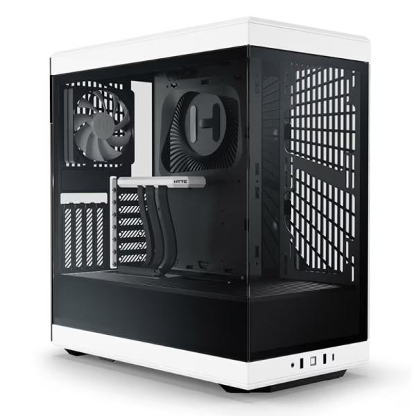 Case Hyte Gaming Mid Tower Y40 Vidrio Templado 1 Abanico Trasero y 1 Abanico con Vidrio Panorámico Lateral y Frontal – Negro / Blanco