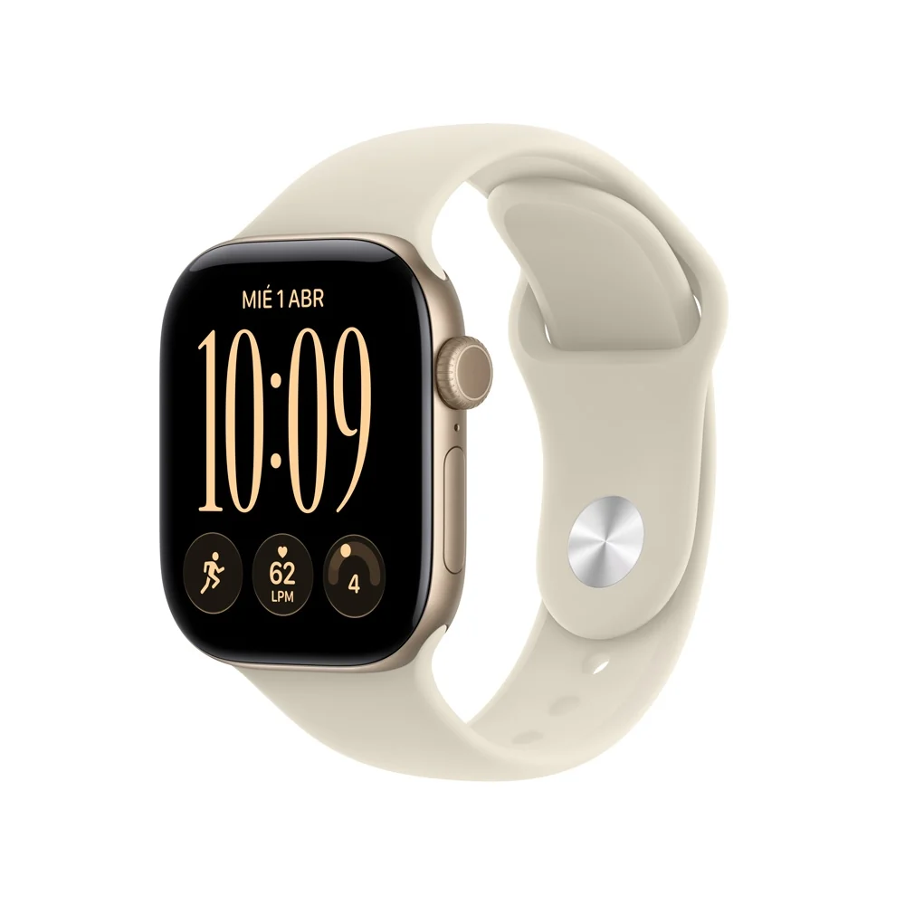 Apple Watch Series 12 GPS • Caja de aluminio color oro claro de 42 mm • Correa deportiva color arena – S/M