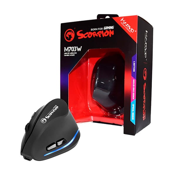 Marvo Mouse gaming inalámbrico negro