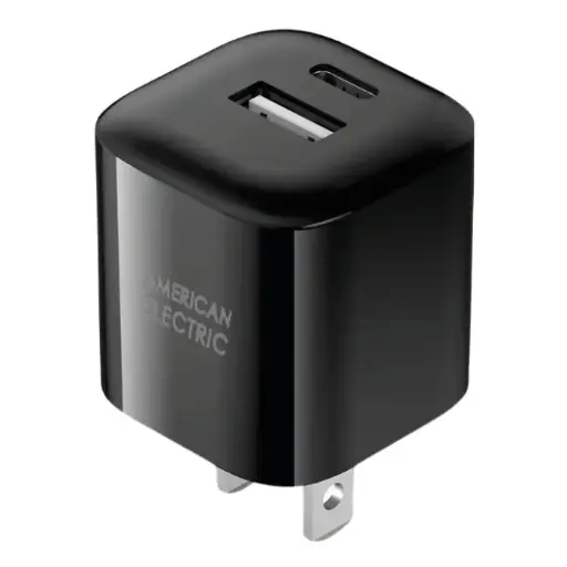 Adaptador de Corriente American Electric USB-A/USB-C 12W Negro JF-RWC218-BK
