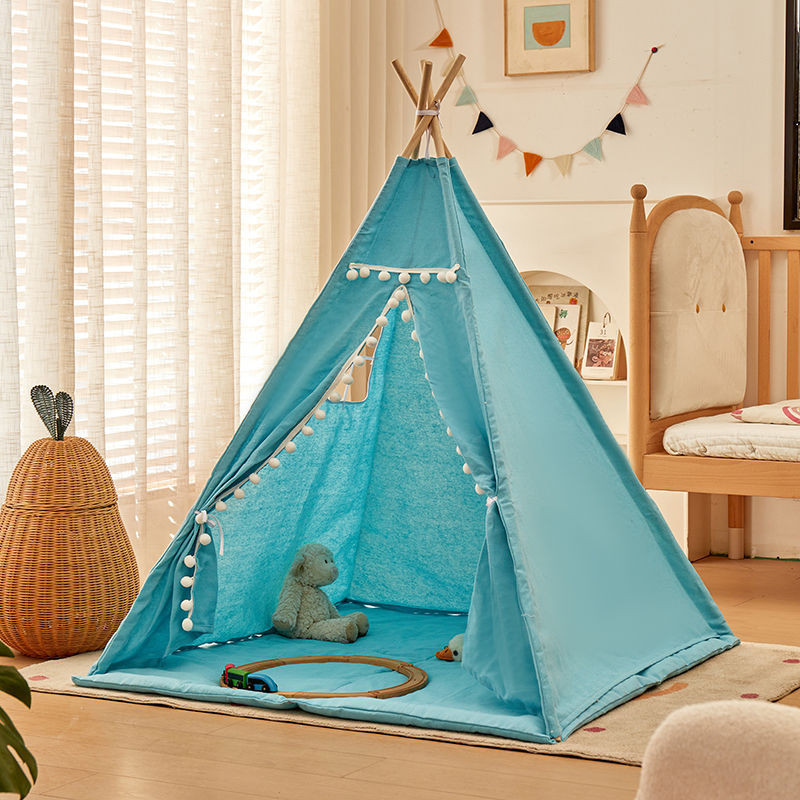 Tipi Tienda de Campaña para Niños 180cm con Alfombra – Celeste