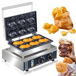 110V 1650W Commercial 6 Mold Taiyaki Waffle Maker,Fish Shaped W