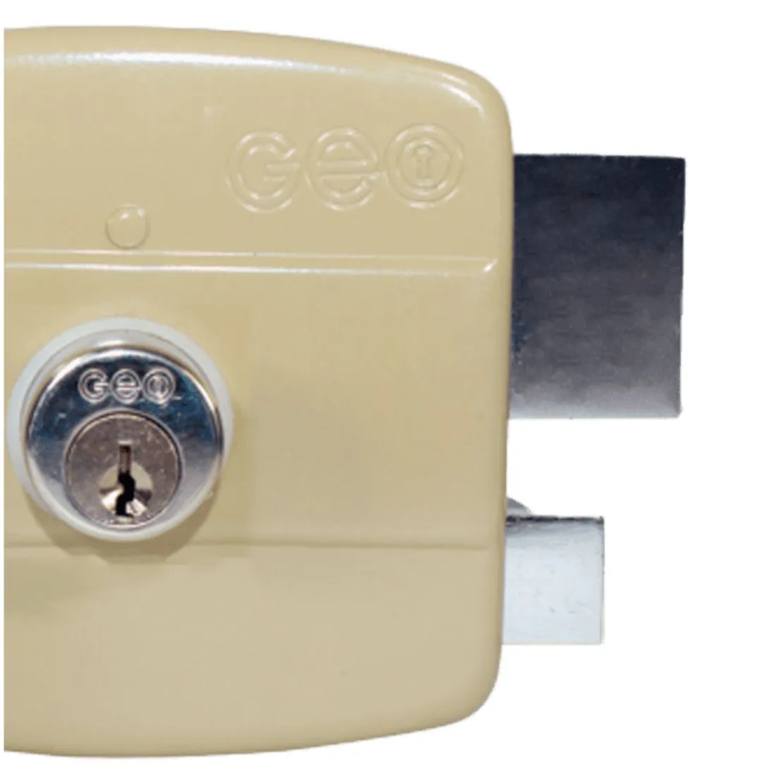 Cerradura de sobreponer derecho pasador sencillo GEO cilindro suelto beige (3 llaves incluidas)