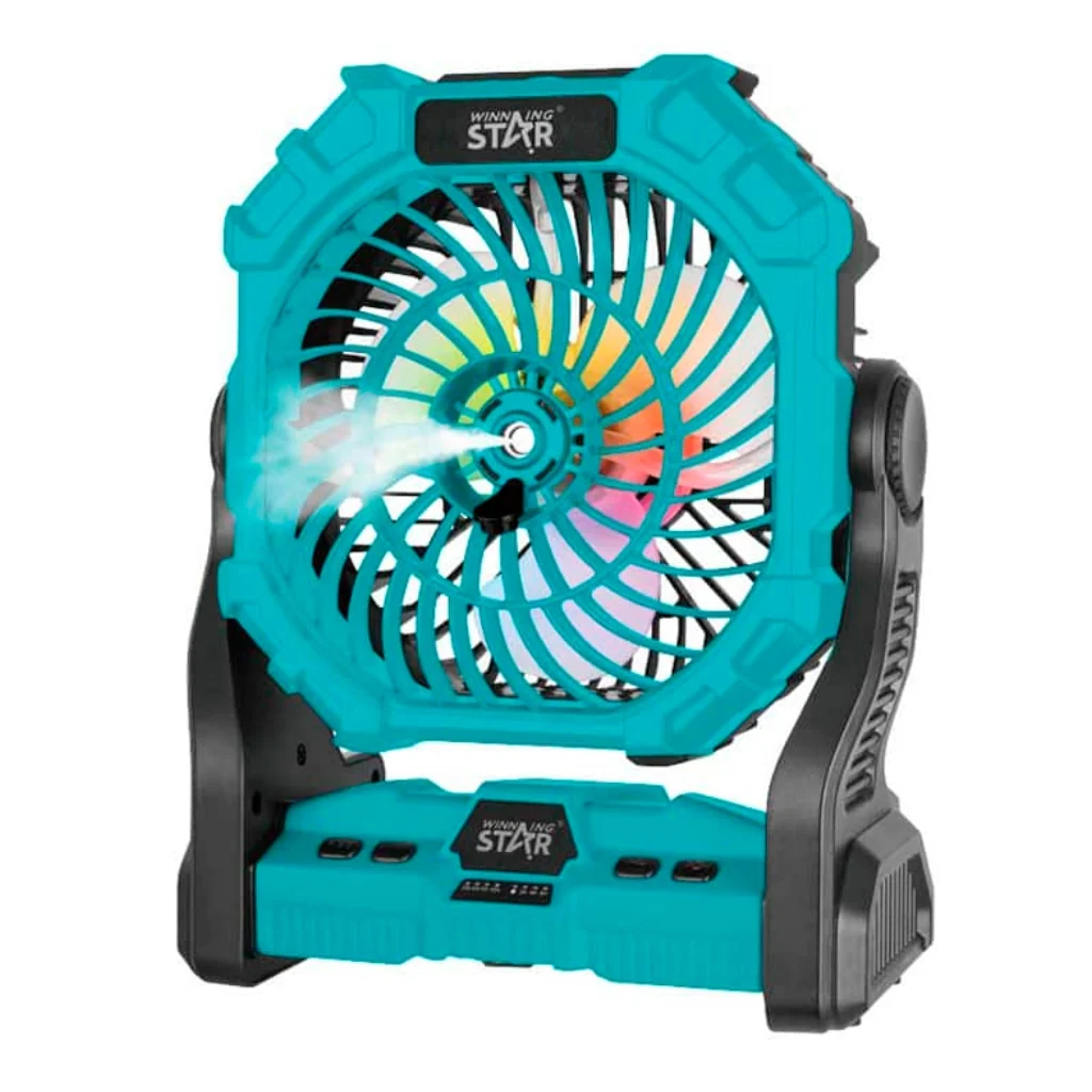VENTILADOR DE MESA RECARGABLE WINNING STAR ST-4069 6W DFS-1042-WST-17386 TURQUESA / NEGRO