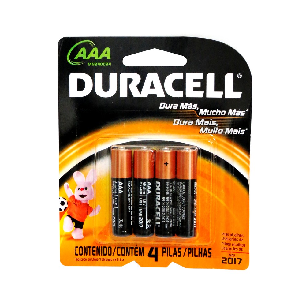 Bateria duracell aaa blister 4 unidades