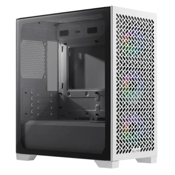 Case Cooler Master RGB Mini Tower Elite 302 White Ventiladores 3 de 120MM con Vidrio Templado Lateral – Blanco