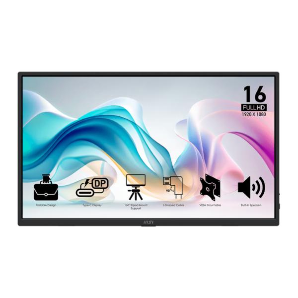 Monitor MSI Pro MP165 E6 15.6 Pulg Plano 1920 X 1080 60HZ IPS – Negro