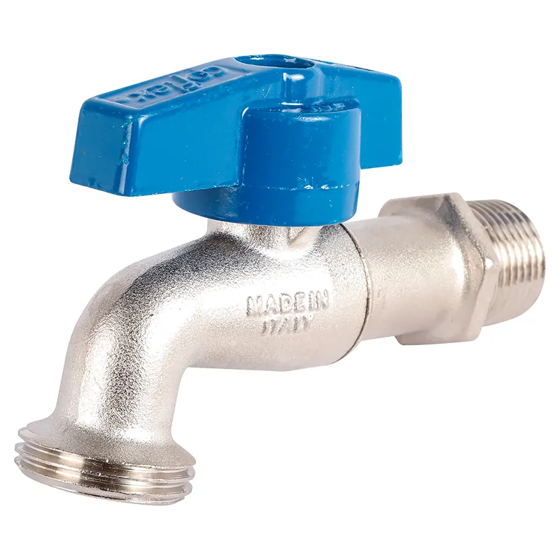 Llave de chorro larga 1/2" NPT x 3/4" NH 1/4 de vuelta coflex
