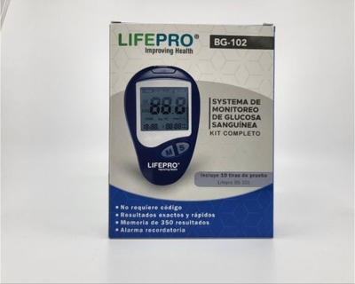 Lifepro, BG-102, GLUCOMETRO y dispositivo de puncion