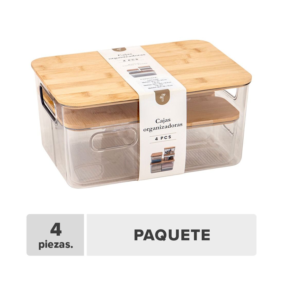 Caja organizadora plástica 15lt 4pcs