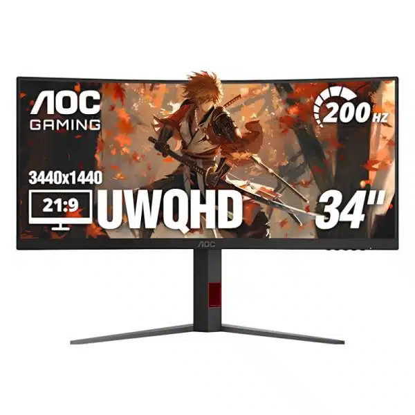 MONITOR GAMING AOC CU34G4H 34 PULG CURVA 1500R 3440X1440 QHD ULTRAWIDE 200HZ LCD LED FREESYNC HDMI/DISPLAYPORT NEGRO