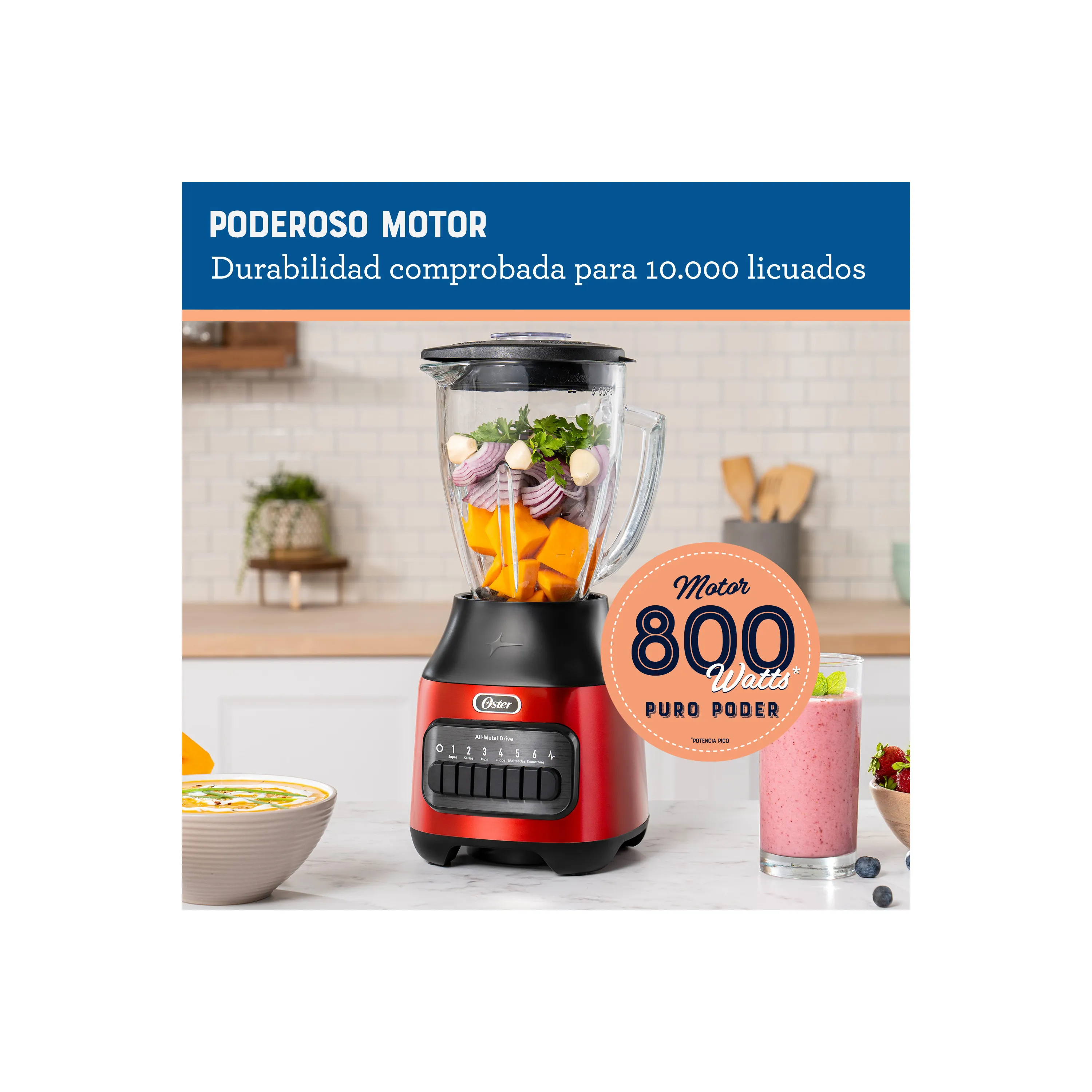 Licuadora Oster 6 Velocidades Vaso de Vidrio Gris BLSTPEG-CPB