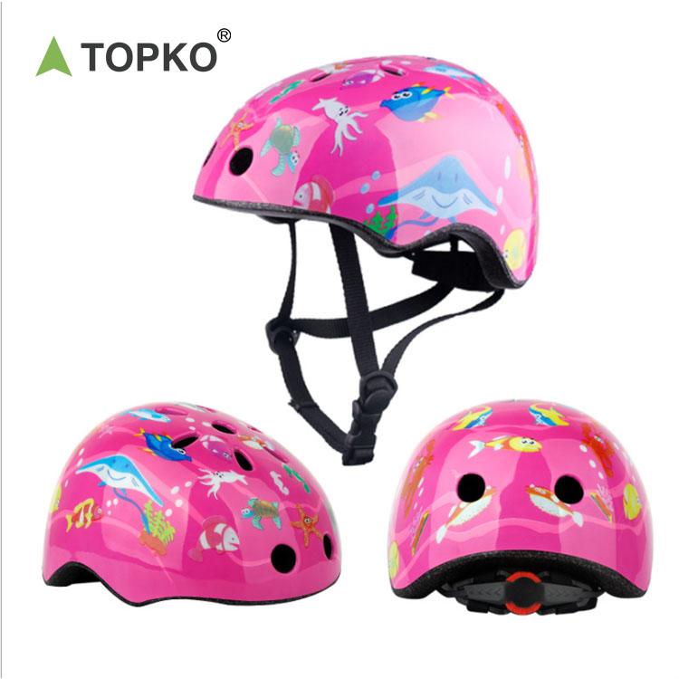 Casco de Seguridad Infantil para Bicicleta, Scooter y Patines | talla S (48-53cm) – Mundo marino rosado
