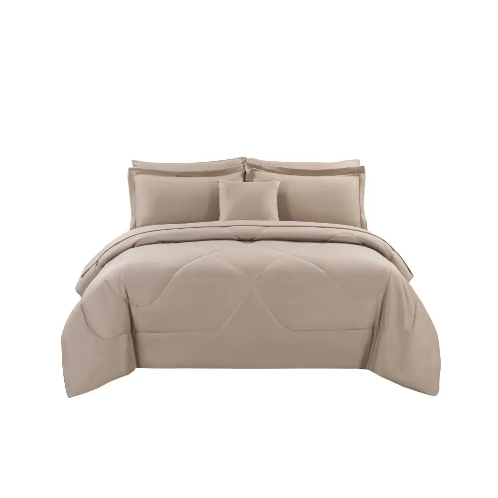 Set de Edredon Quattro King Poliéster microfibra Beige QTTBDK04