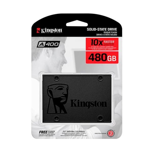 DISCO DURO INTERNO SÓLIDO KINGSTON A400 2.5″ SATA III 500MB/S / 450MB/S SA400S37/480G GRIS