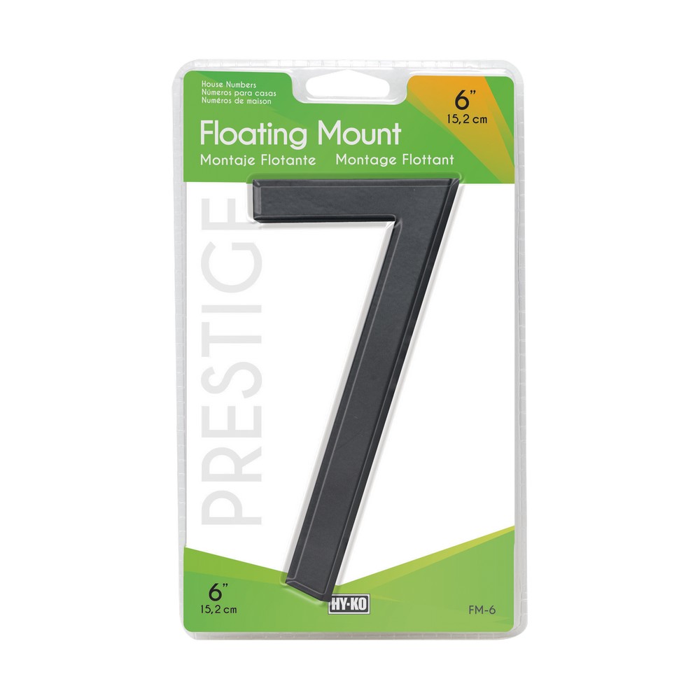 Numero 7 flotante negro de 6 in