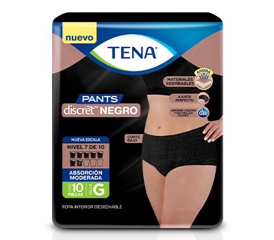 TENA PANTS DISCRET NEGRO TALLA L 10 UNIDADES
