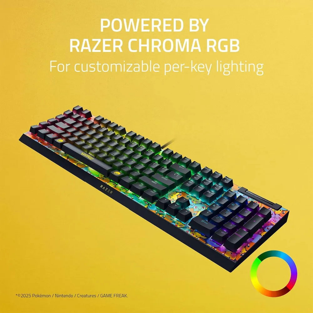 Teclado mecánico gaming Razer BlackWidow V4 X Chroma RGB - Edición Pokémon