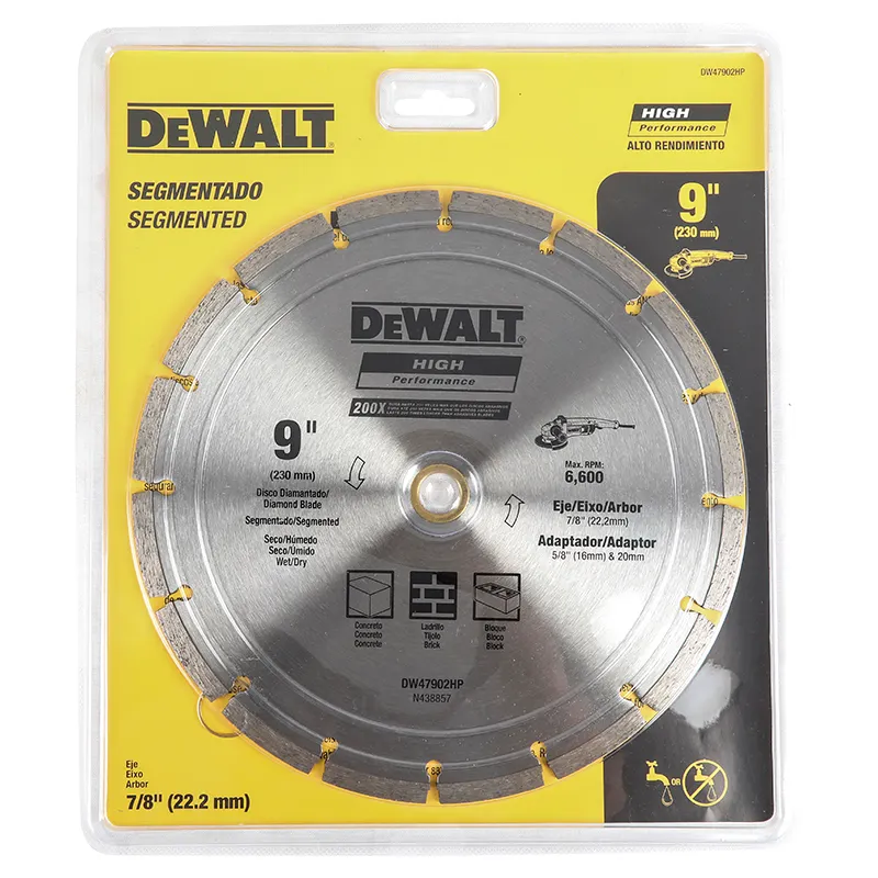 Disco diamantado 9" segmentado concreto seco y húmedo DeWalt