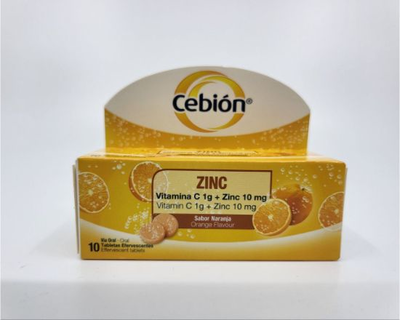 Cebion ZINC sabor naranja 10 tabletas efervescentes