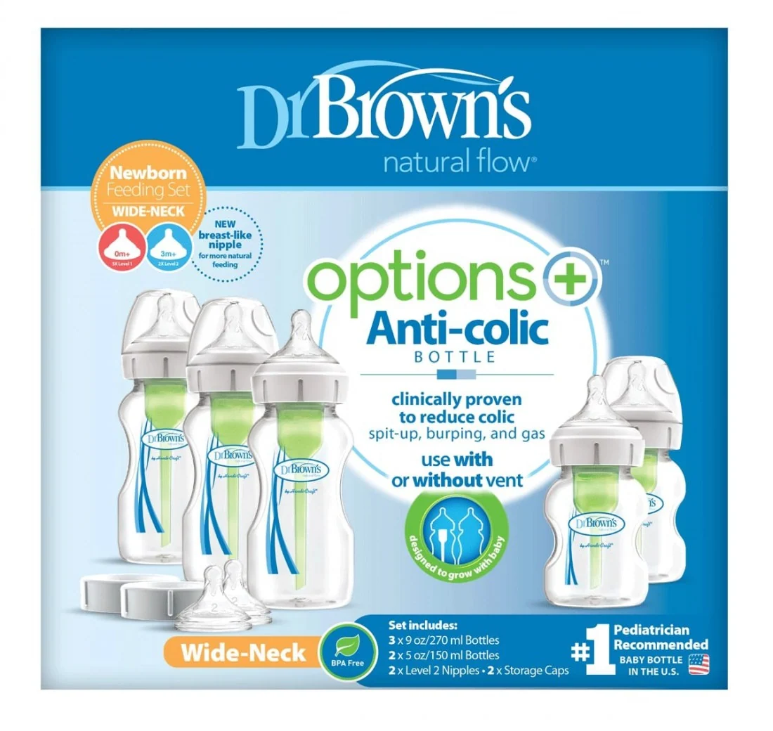 Set de regalo con chupones Options+ cuello Ancho 5 y 9oz DrBrowns