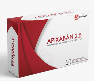 Apixaban Adiuvo, 2.5 mg, 20 tabletas recubiertas