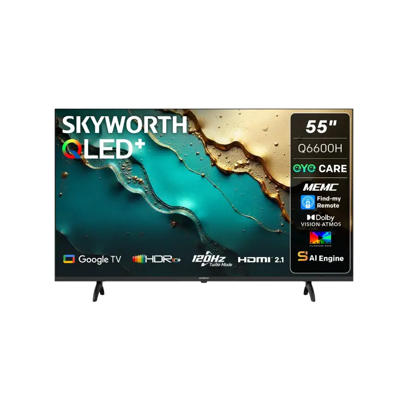 SKYWORTH – TELEVISOR QLED 55 4K GOOGLE TV VOZ SKYWORTH 3A – 55Q6600H