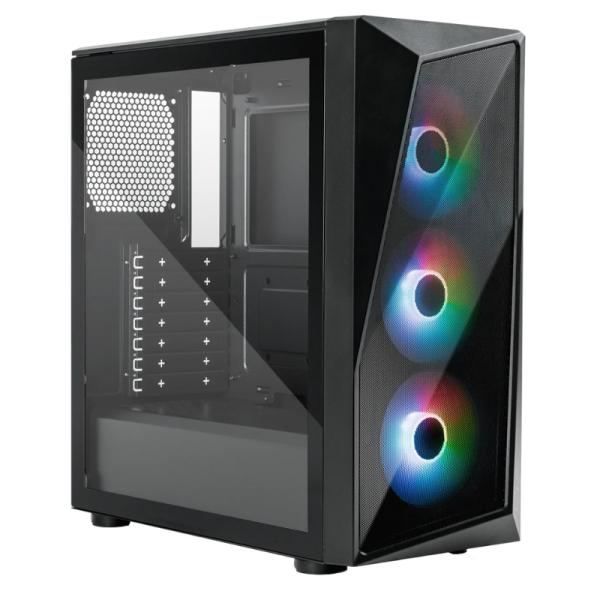 Case Cooler Master RGB Mid Tower CMP520 Ventiladores 3 de 120MM con Fuente de Poder MWE Bronze 650 V3 Spectrum V3 – Negro