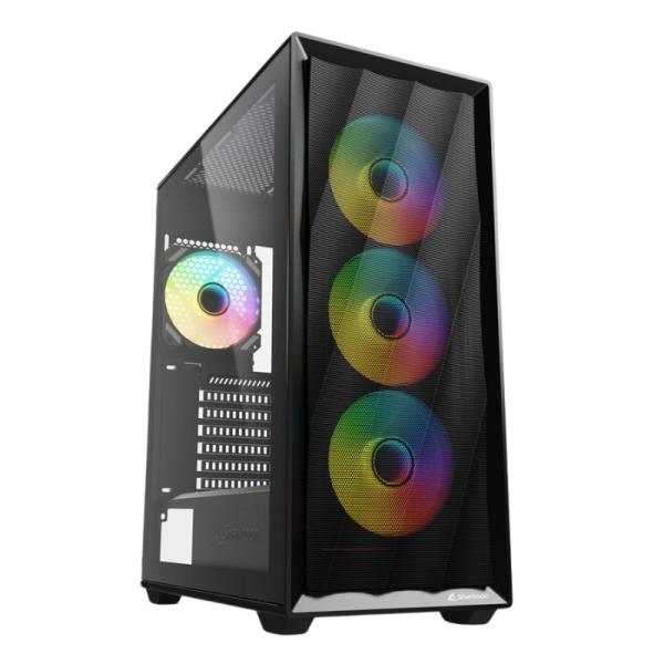 Case Sharkoon RGB Mid Tower VK4 Ventiladores 4 de 120MM con Vidrio Lateral – Negro