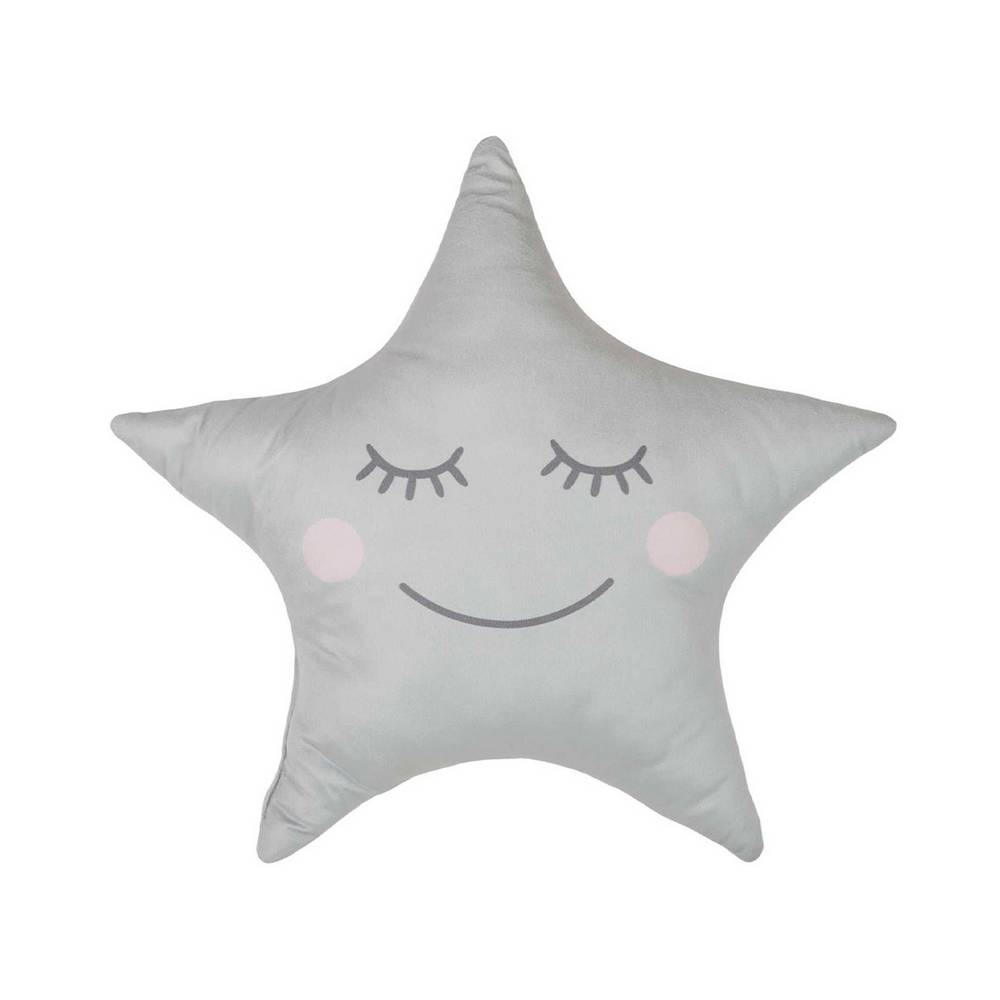 Cojin decorativo de poliester 32x37 cm estrella gris