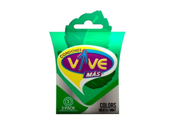 VIVE condones Colors menta 3 unidades
