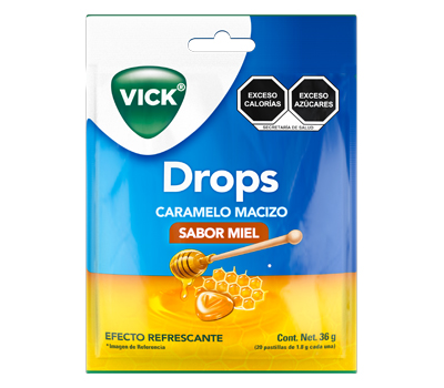 Vick Drops Pastillas sabor Miel con Efecto Refrescante Contiene 20 unidades