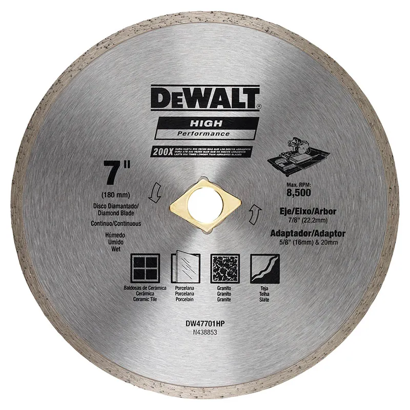 Disco diamantado 7" continuo cerámica húmedo DeWalt