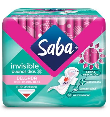 SABA INVISIBLE CON ALAS TOALLAS FEMENINAS