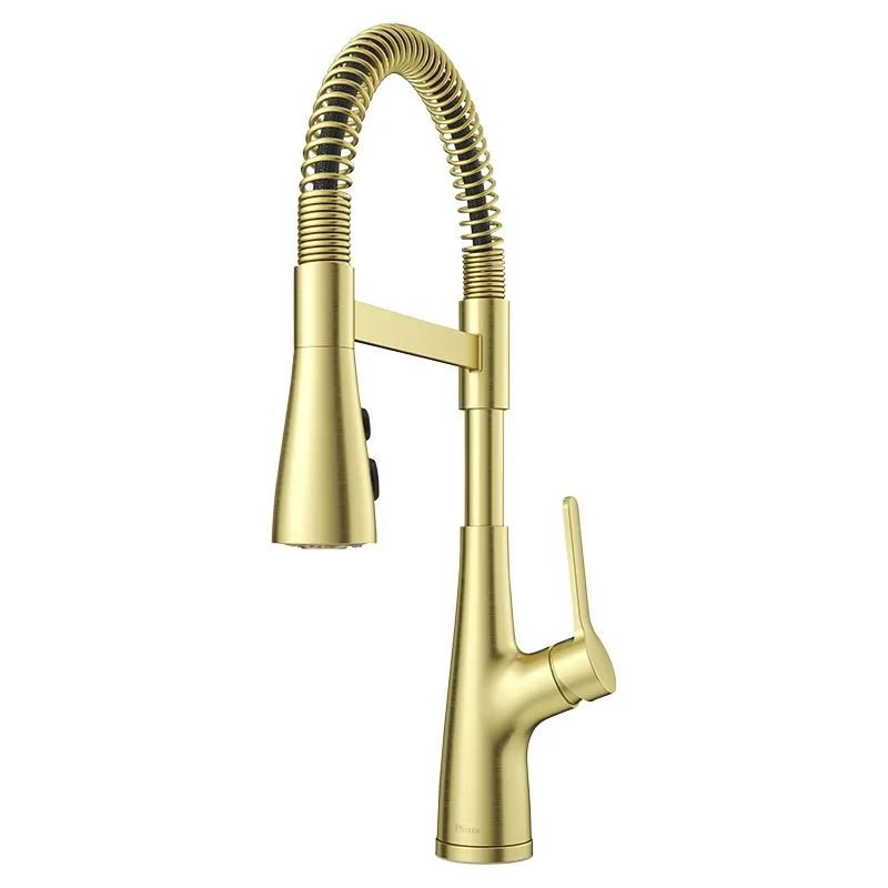Grifo cocina monomando cuello resorte Neera Culinary oro cepillado