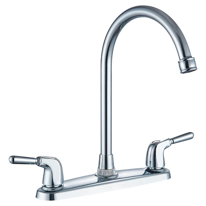 Mezclador para cocina 8" cuello cisne alto plata cromado con manilla palanca