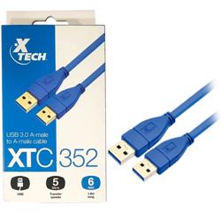Cable USB 3.0 Macho A Macho, Color Azul, 1,8 Metros, XTC-352 Xt