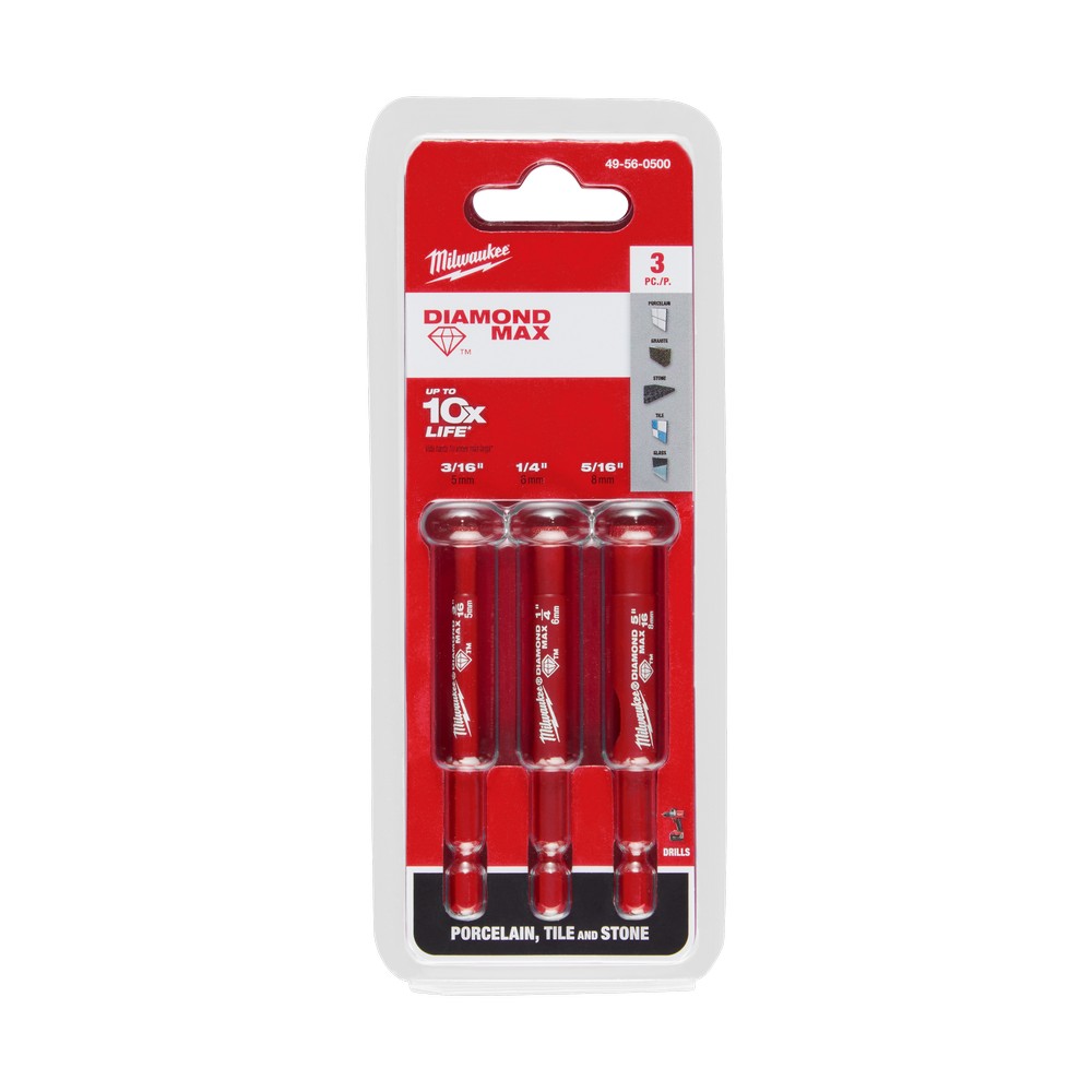 Broca diamantada 1-4" set de 3