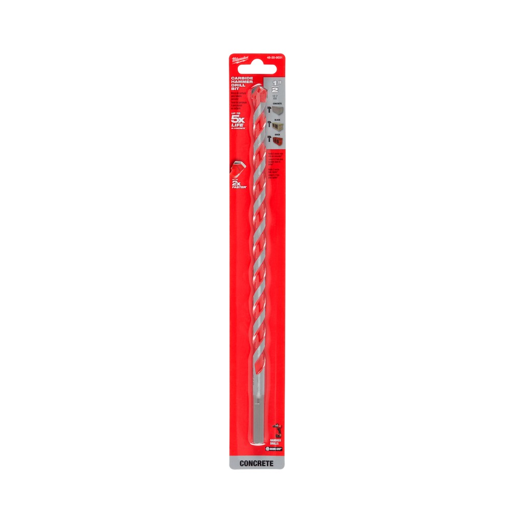 Broca para concreto 1-2 x 10 x 12 pulg zanco hex 1